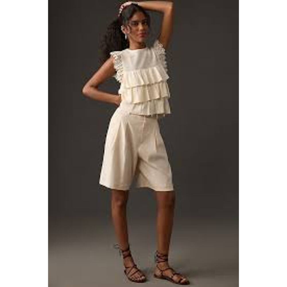Dolan Cream Ruffle Sweater Tank Size Medium